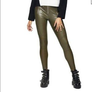 TOPSHOP Fliss Biker Faux Leather Leggings In Olive 12